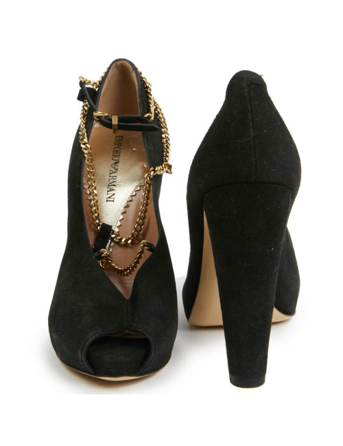 Escarpins noires EMPORIO ARMANI T37 chaine dorée