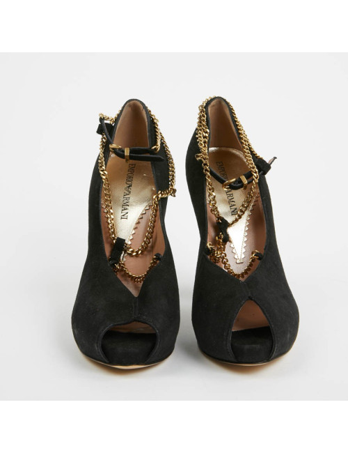 Escarpins noires EMPORIO ARMANI T37 chaine dorée