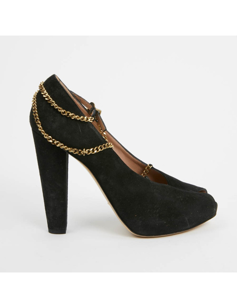 Escarpins noires EMPORIO ARMANI T37 chaine dorée