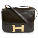 Hermes Constance in brown box leather