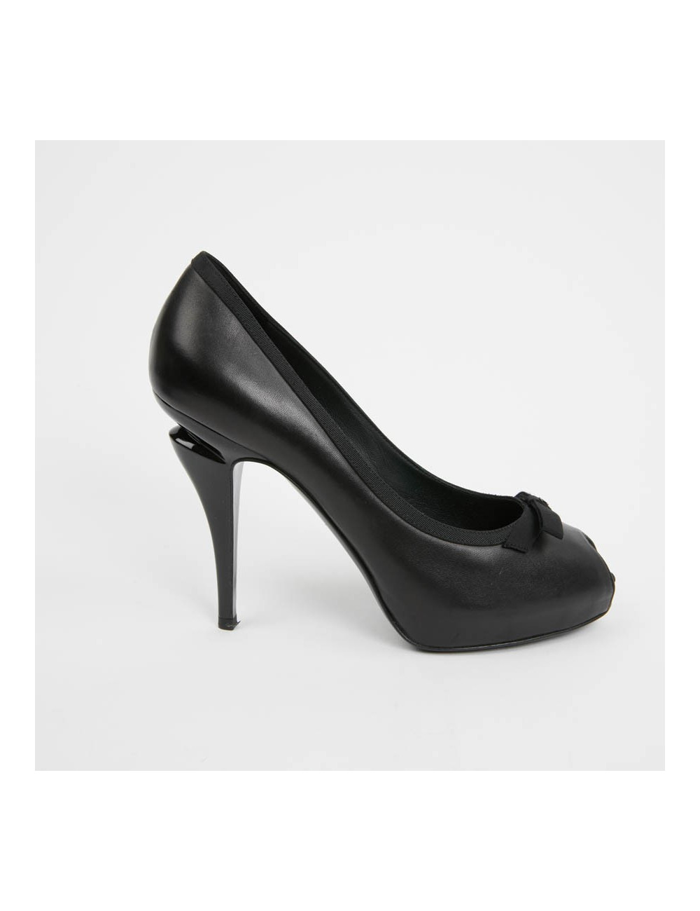 Escarpins CHANEL noir T39.5 bout ouvert