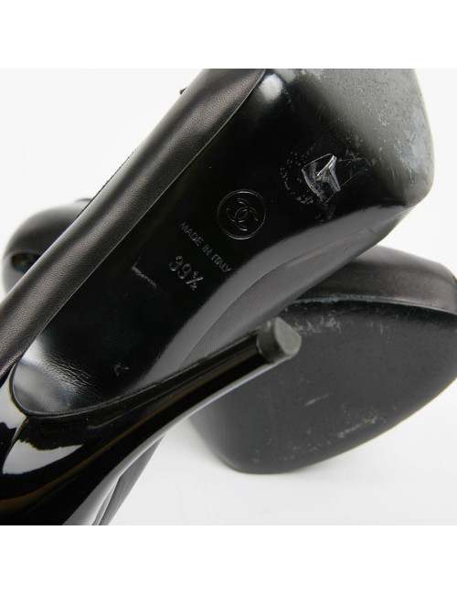 Escarpins CHANEL noir T39.5 bout ouvert