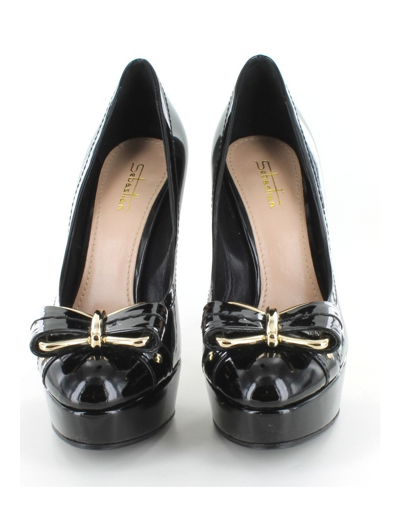 Escarpins SEBASTIAN en cuir noir verni T 38