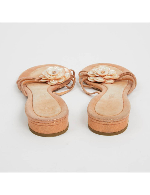 Sandales plates CHANEL T40 rose paillettes