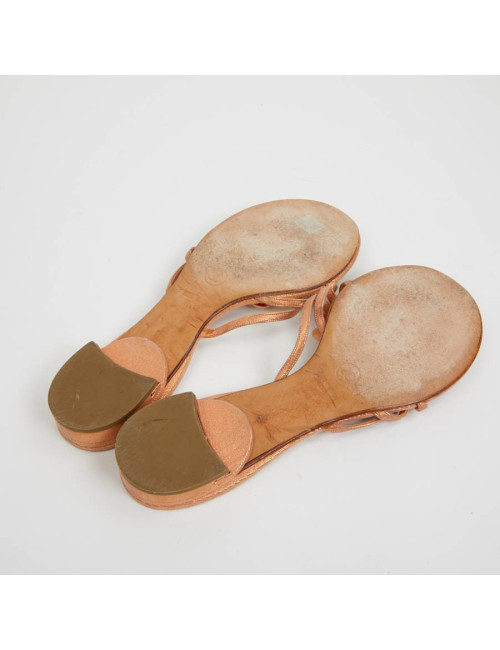 Sandales plates CHANEL T40 rose paillettes