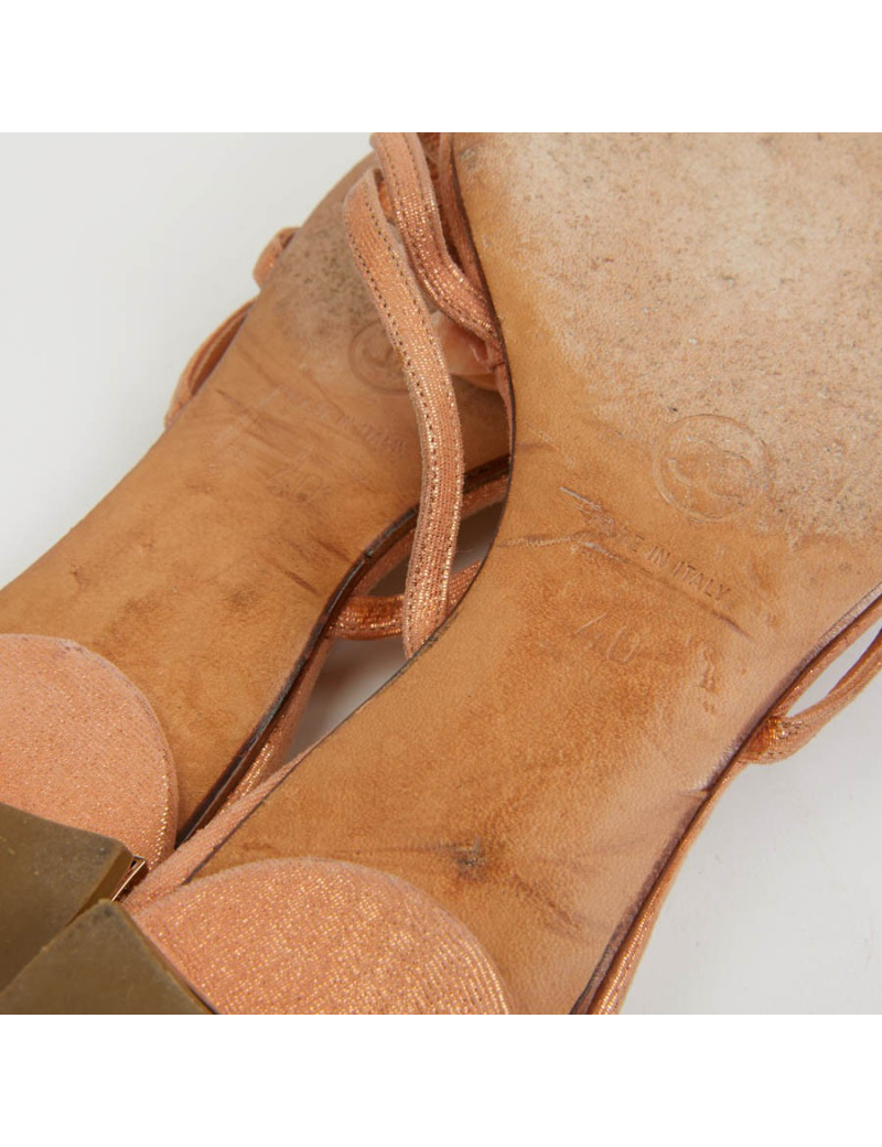 Sandales plates CHANEL T40 rose paillettes