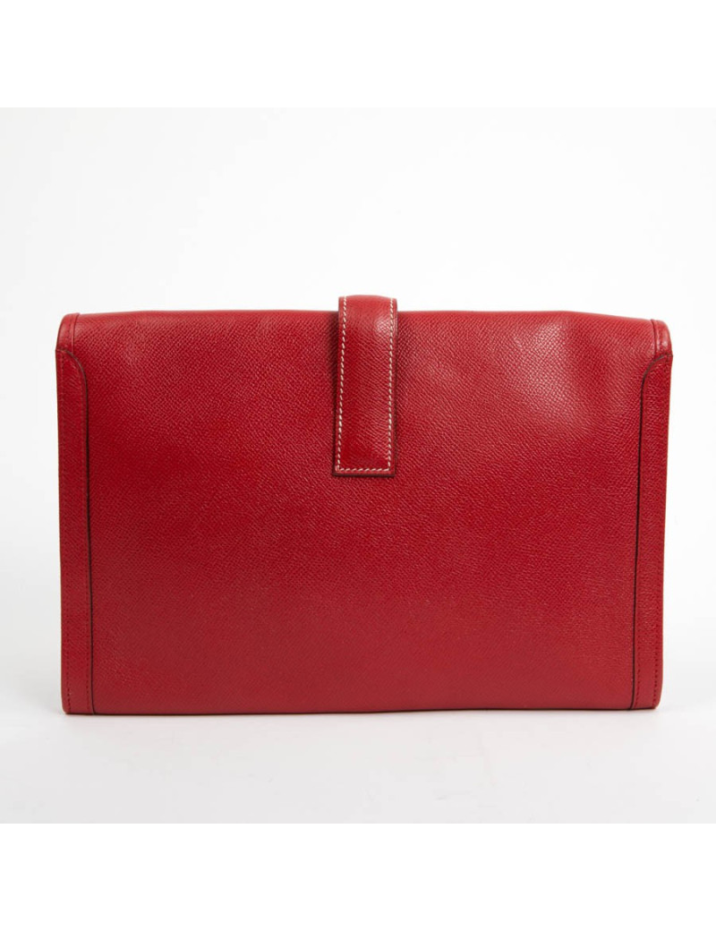 Hermes Jige pouch in red grained leather