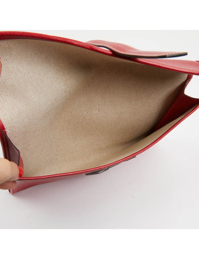 Hermes Jige pouch in red grained leather