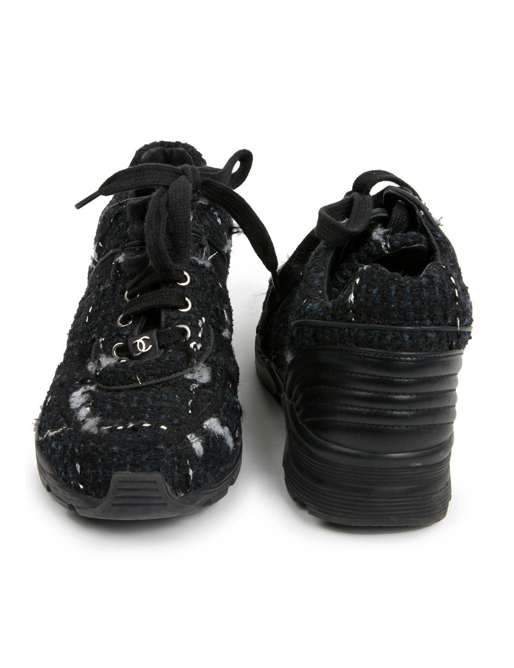 Sneakers CHANEL T39 tweed bleu et noir