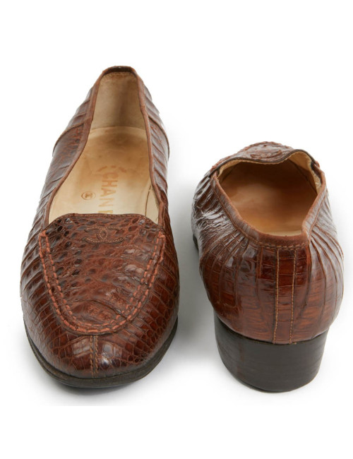 Mocassins croco marron CHANEL