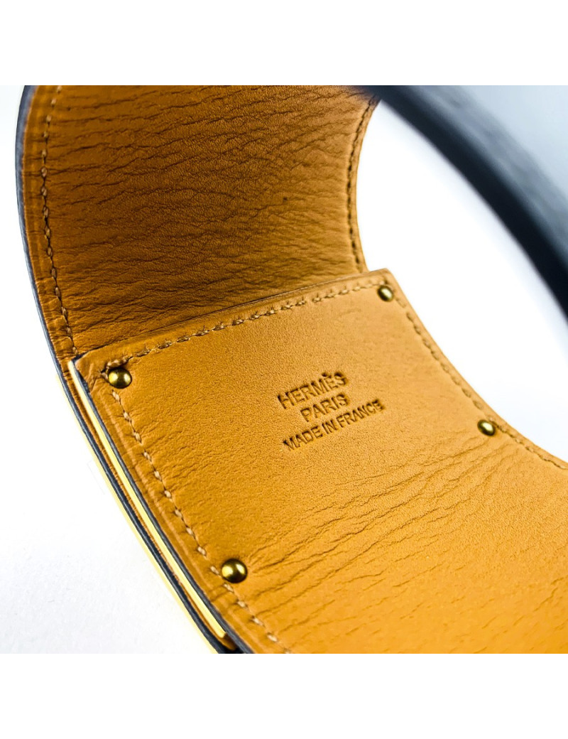 Bracelet Extrême HERMES cuir noir mat