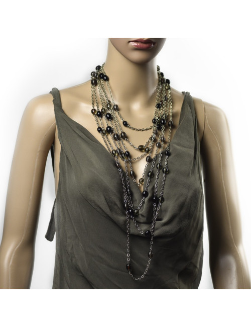 Sautoir MARGUERITE DE VALOIS 7 rangs de perles pâte de verre