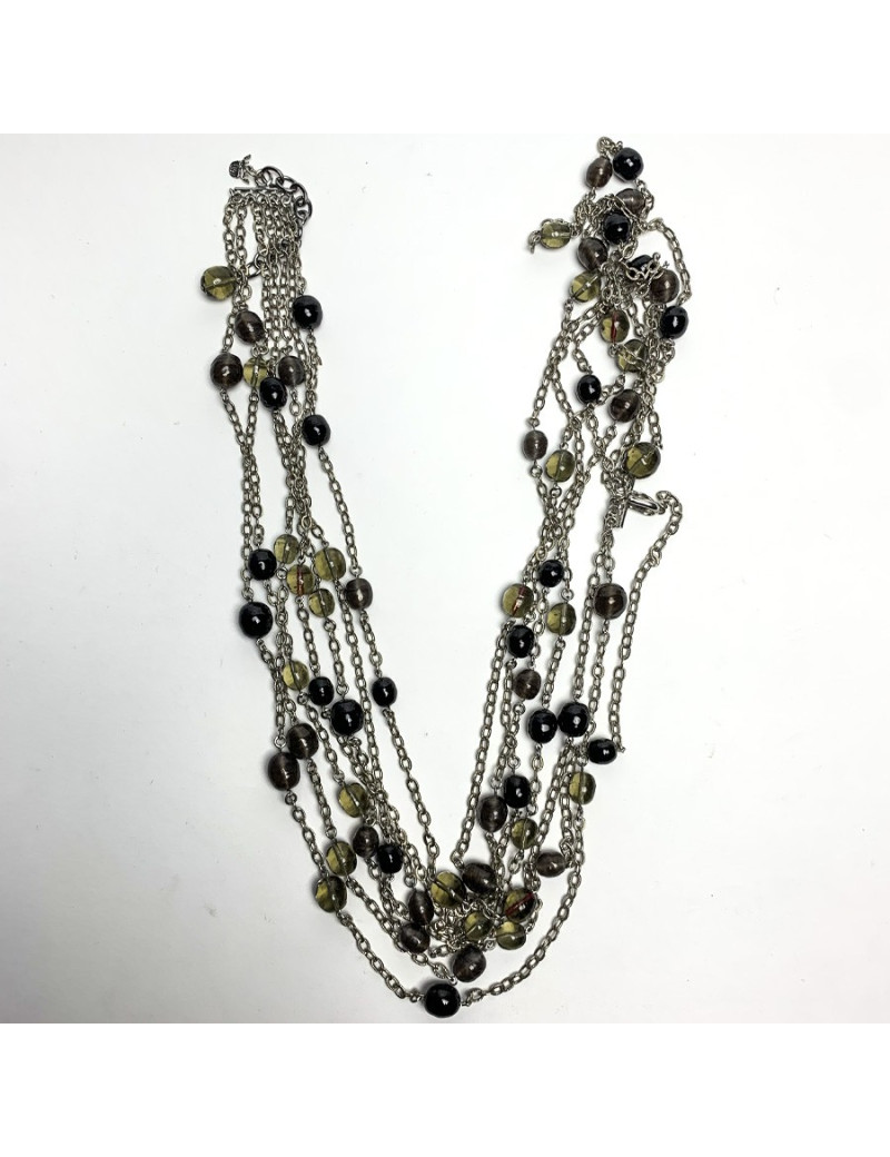 Sautoir MARGUERITE DE VALOIS 7 rangs de perles pâte de verre