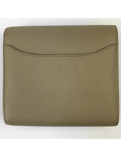 Portefeuille HERMES cuir Epsom taupe