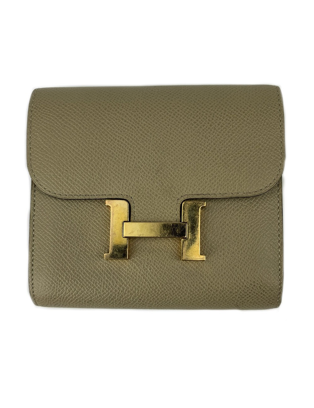 Portefeuille HERMES cuir Epsom taupe