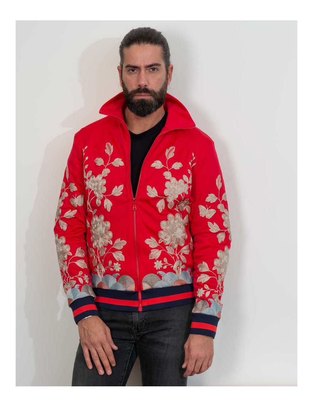 Veste GUCCI jersey broderies fleurs