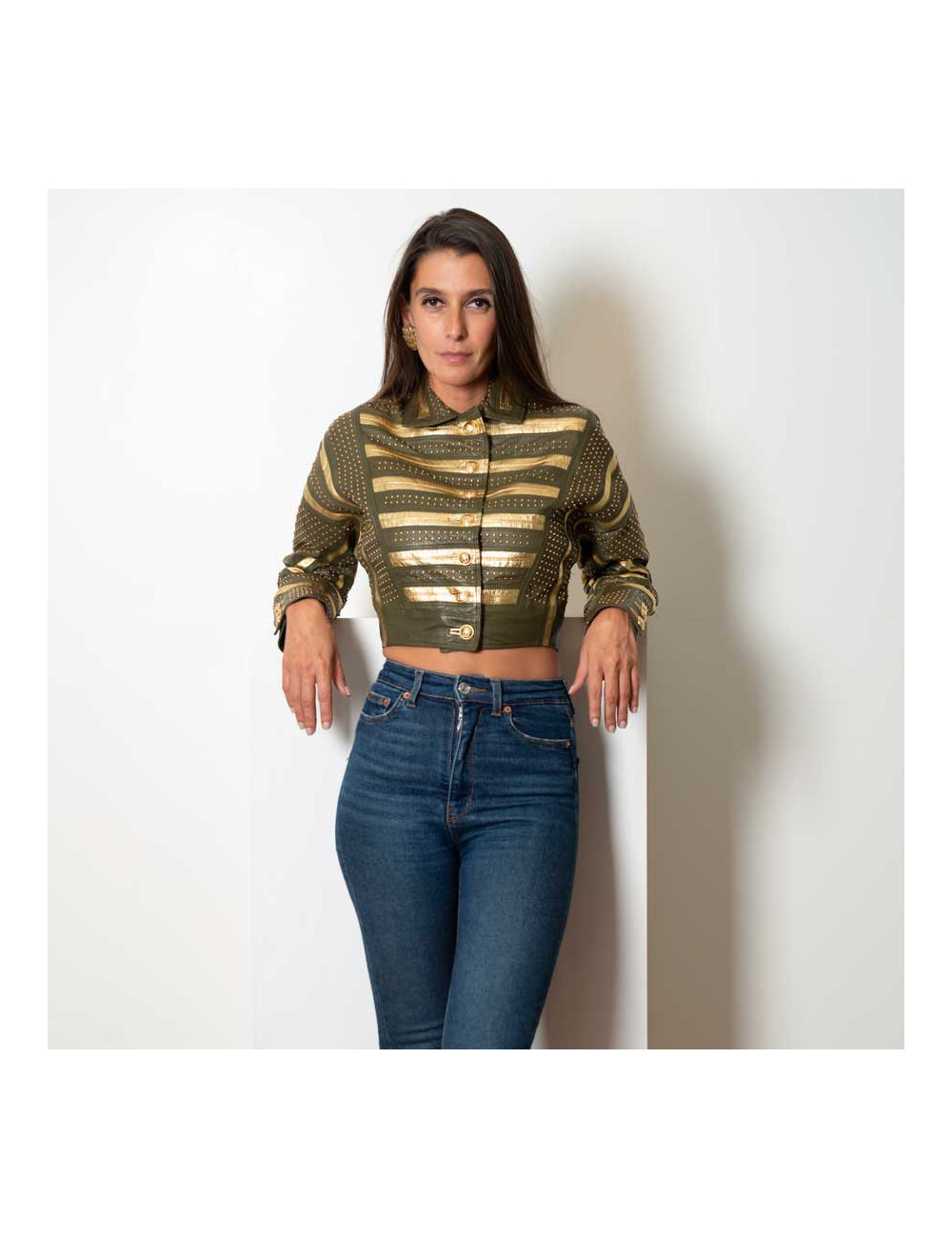 Veste GIANNI VERSACE kaki et or