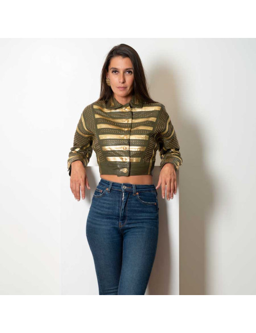 Veste GIANNI VERSACE kaki et or