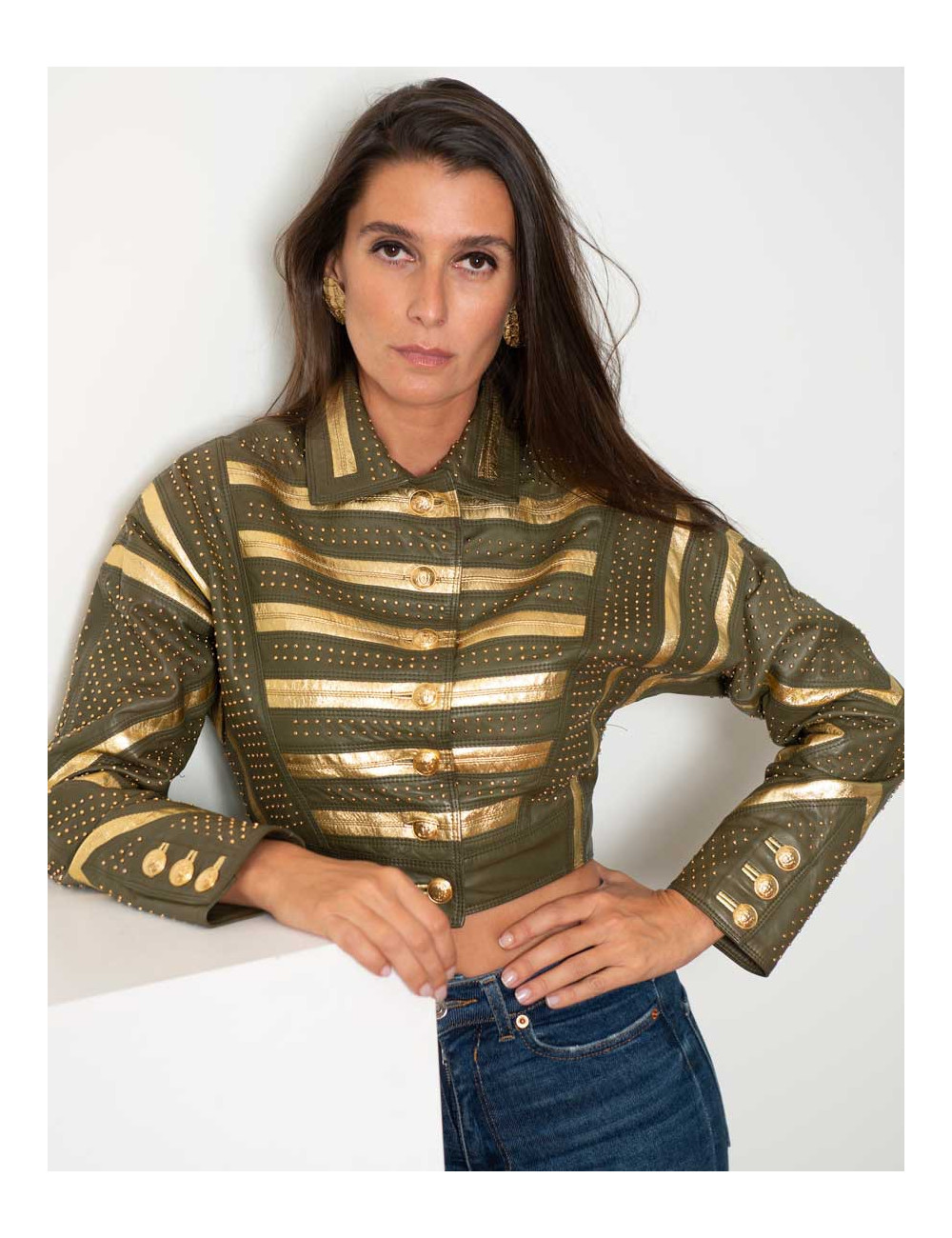 Veste GIANNI VERSACE kaki et or