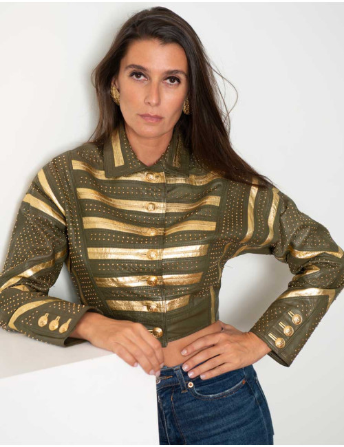 Veste GIANNI VERSACE kaki et or