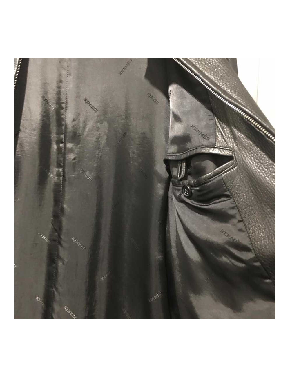 HERMES T 54 men's jacket in black Clémence calf leather