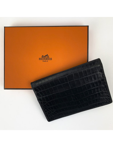 Porte repertoire HERMES crocodile porosus noir 2