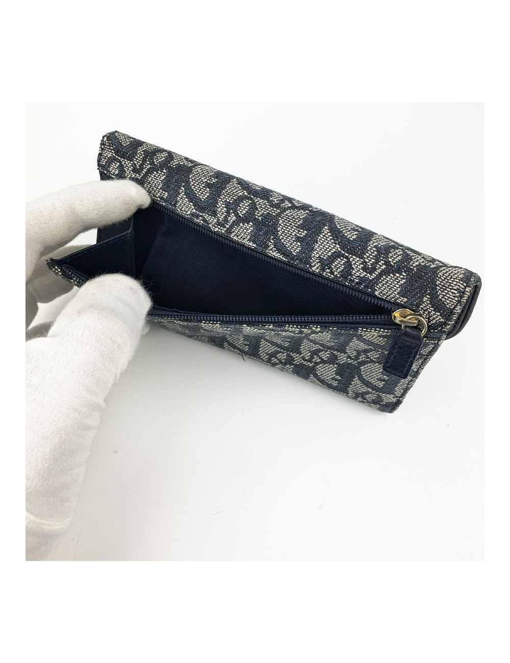 DIOR Porte monnaie toile monogram bleu Vintage