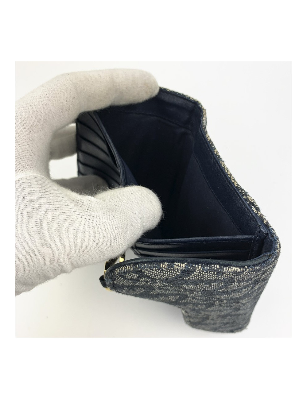 DIOR Porte monnaie toile monogram bleu Vintage