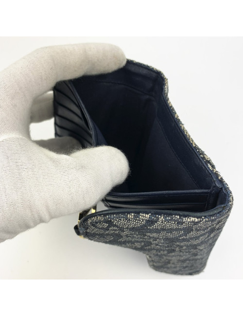 Porte monnaie DIOR toile monogram bleu Vintage