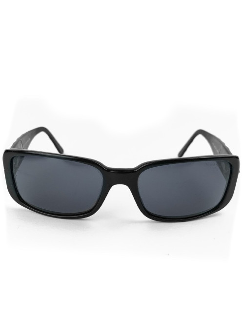 Solaires CHANEL noires branches matelassées et camélias blancs