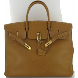 HERMES Birkin 40 cow leather natural gold T 40