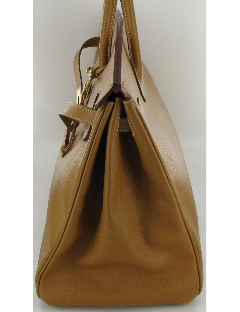 Sac HERMES BIRKIN PECARI Gold T 40