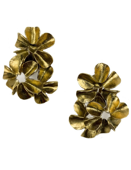 Clips DIOR dorés fleurs