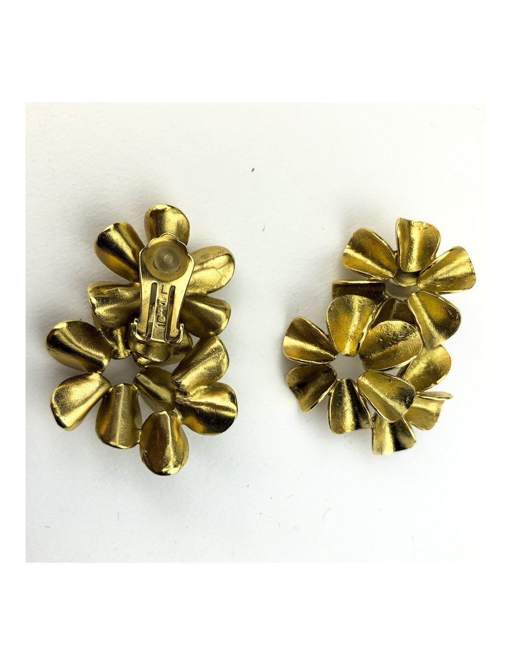 Clips DIOR dorés fleurs