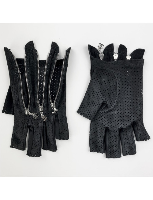 Mitaines CHANEL suède noir