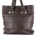 CHANEL leather tote bag dark brown