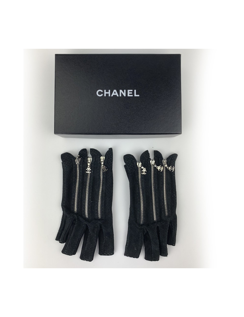 Mitaines CHANEL suède noir