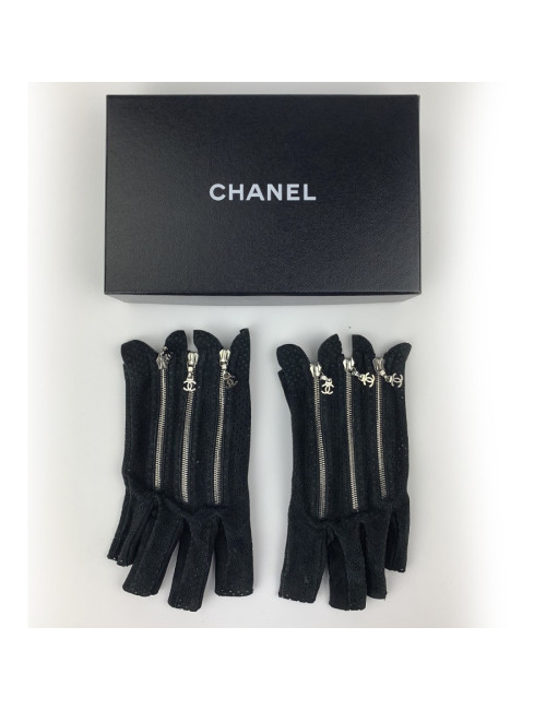 Mitaines CHANEL suède noir