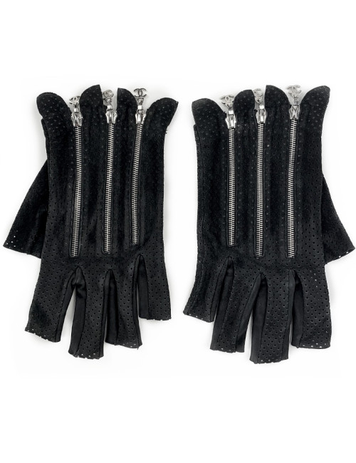Mitaines CHANEL suède noir