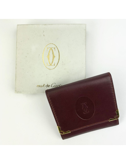 Porte monnaie CARTIER cuir bordeaux