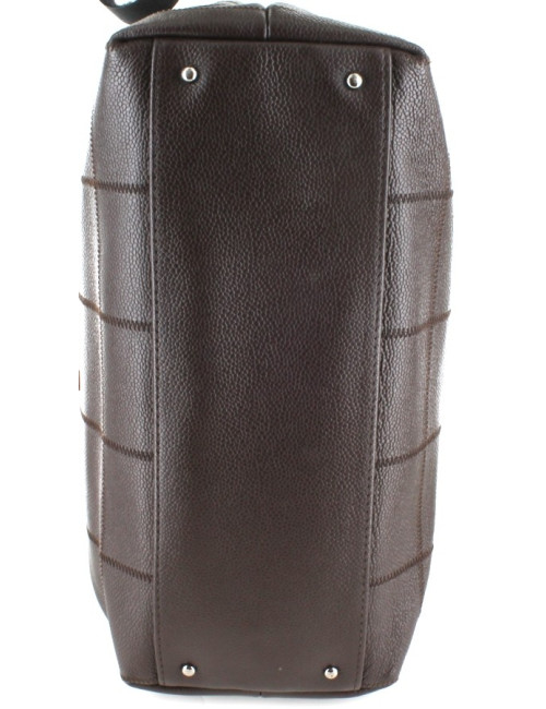 Sac CHANEL cabas en cuir grainé marron foncé