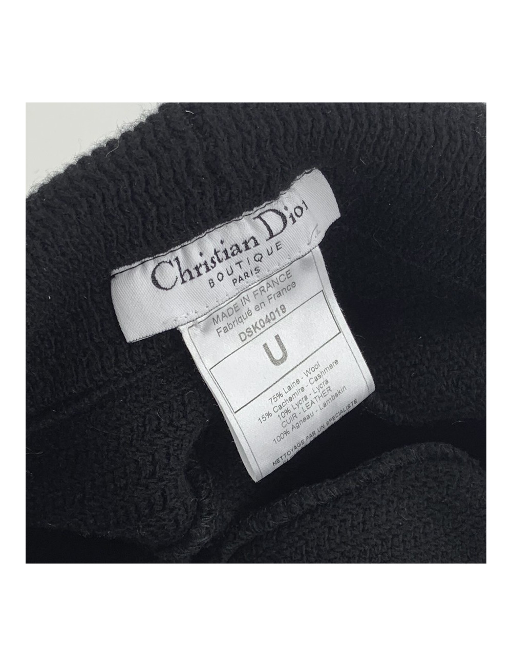 Casquette CHRISTIAN DIOR cachemire et cuir noir