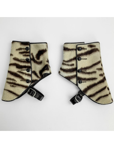 Guêtres CELINE cuir imitation poulain marron 2