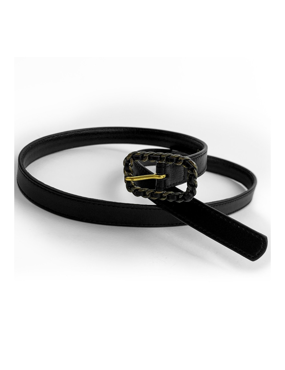 Ceinture T 65 CHANEL cuir noir Vintage