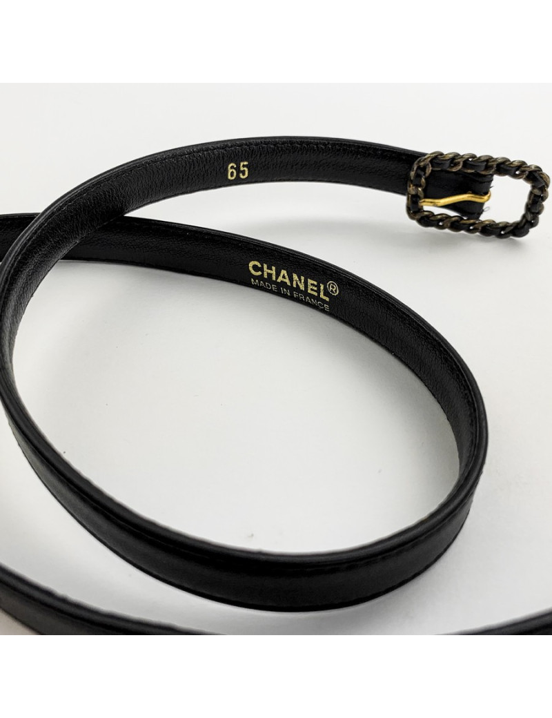 Ceinture T 65 CHANEL cuir noir Vintage