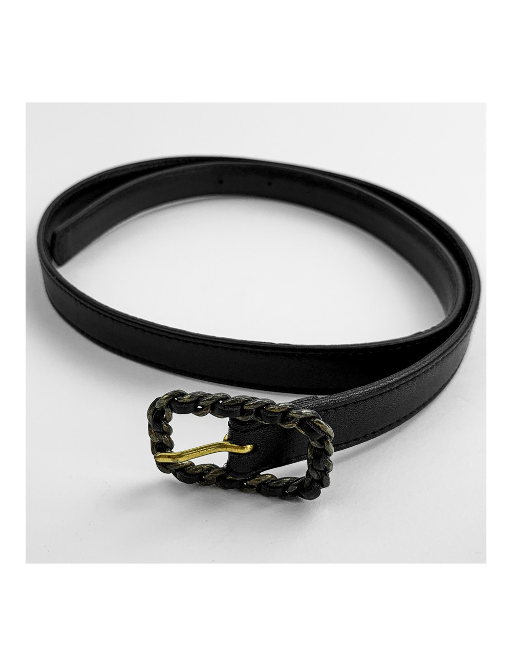Ceinture T 65 CHANEL cuir noir Vintage