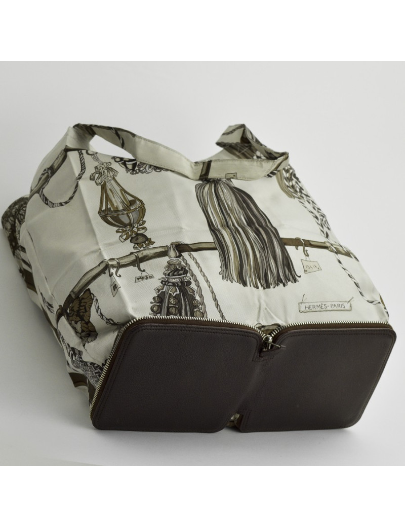 Sac Silky Pop HERMES cuir de veau Togo marron