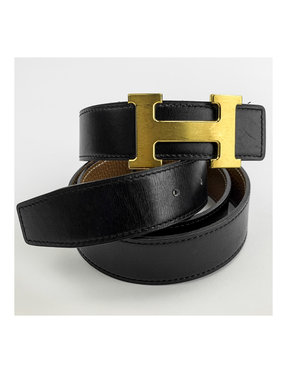 Ceinture Hermes T95 noire et gold