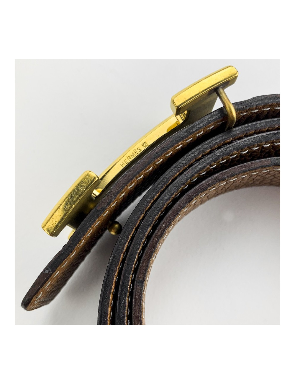 Ceinture Hermes T95 noire et gold