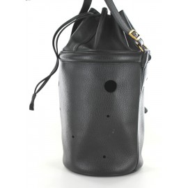 Bucket HERMES black leather bag